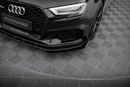 Maxton Street Pro Front Ansatz für +Flaps für V.1 + Flaps Audi RS3 Limousine 8V Facelift schwarz Hochglanz