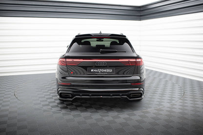 Maxton Mittlerer Diffusor Heck Ansatz DTM Look für Audi SQ8 / Q8 S-Line Mk1 Facelift schwarz Hochglanz