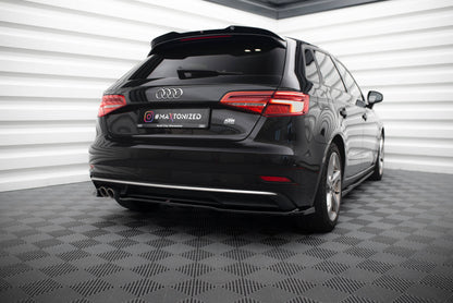 Maxton Heck Ansatz Flaps Diffusor für Audi A3 Sportback 8V Facelift schwarz Hochglanz