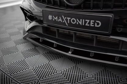 Maxton Front Ansatz V.2 für Mercedes-Benz A AMG-Line W176 Facelift schwarz Hochglanz