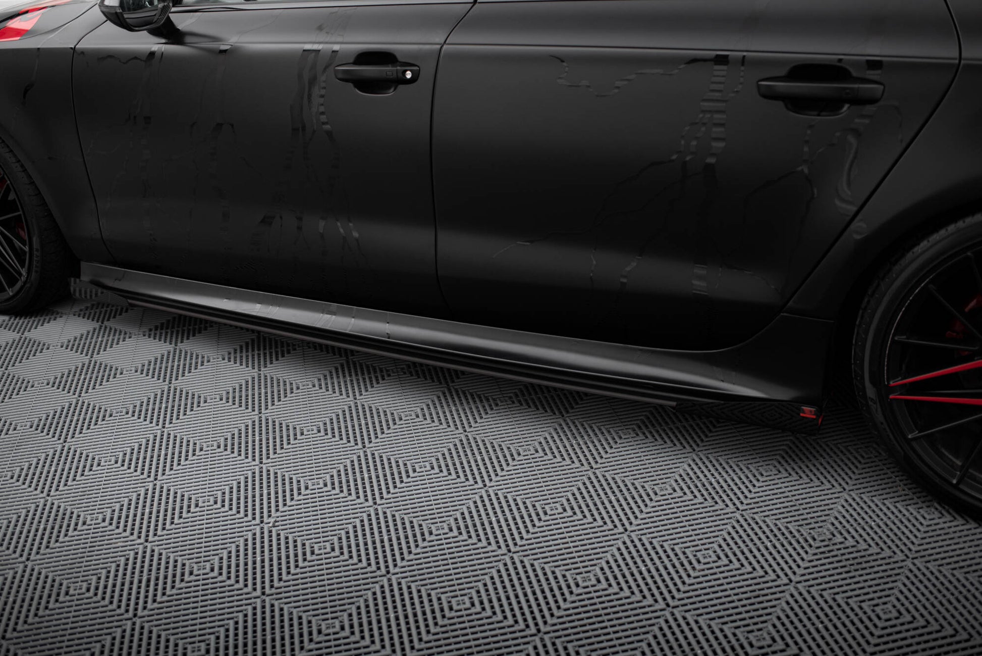 Maxton Street Pro Seitenschweller Ansatz für + Flaps Audi A7 S-Line C7 schwarz Hochglanz