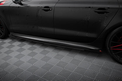 Maxton Street Pro Seitenschweller Ansatz für + Flaps Audi A7 S-Line C7 schwarz Hochglanz