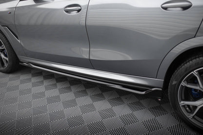 Maxton Seitenschweller Ansatz für V.1 für BMW X6 M-Paket G06 Facelift schwarz Hochglanz