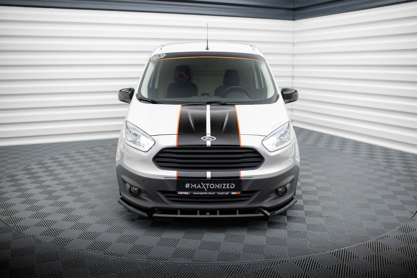 Maxton Front Ansatz für Ford Transit Courier Mk1 schwarz Hochglanz