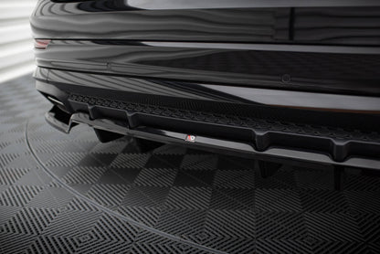 Maxton Mittlerer Diffusor Heck Ansatz DTM Look für Audi SQ8 / Q8 S-Line Mk1 Facelift schwarz Hochglanz