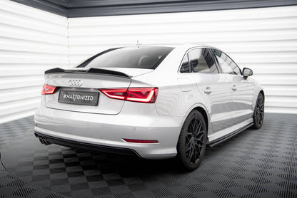 Maxton Spoiler CAP für 3D Audi A3 / A3 S-Line / S3 / RS3 Limousine 8V schwarz Hochglanz