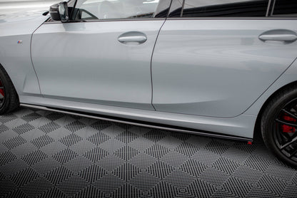 Maxton Seitenschweller Ansatz für BMW 3er M340i / M-Paket G20 / G21 Facelift schwarz Hochglanz