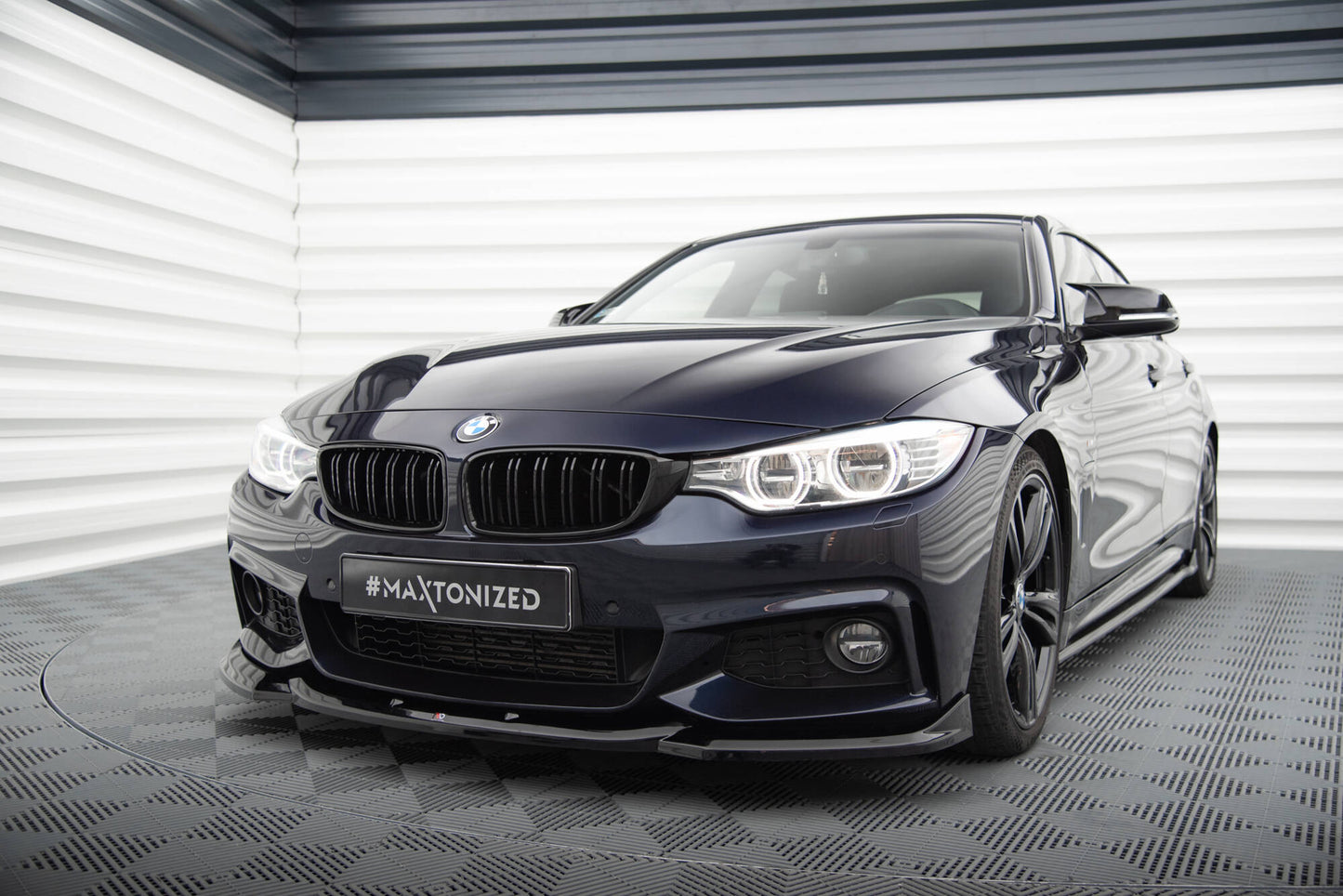 Maxton Front Ansatz V.6 für BMW 4er Coupe / Gran Coupe / Cabrio M-Paket F32 / F36 / F33 schwarz Hochglanz