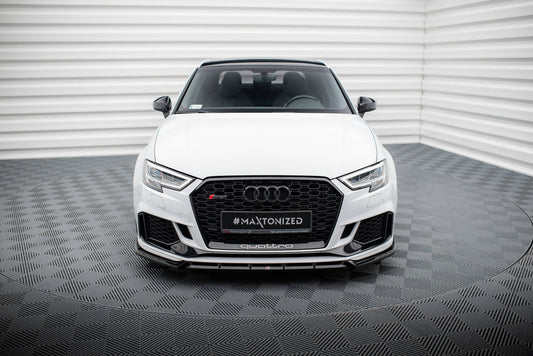 Maxton Front Ansatz V.3 für Audi RS3 Limousine 8V Facelift schwarz Hochglanz