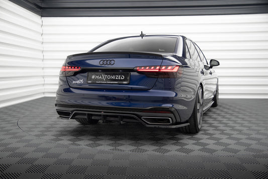 Maxton Mittlerer Diffusor Heck Ansatz DTM Look für V.2 Audi A4 S-Line B9 Facelift schwarz Hochglanz