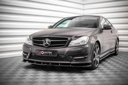 Maxton Front Ansatz V.1 für Mercedes-Benz C Coupe / Limousine / Kombi  AMG-Line C204 / W204 Facelift / S204 Facelift schwa...