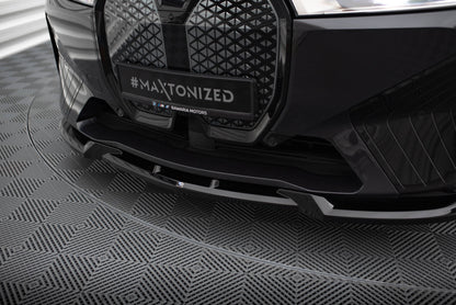 Maxton Front Ansatz V.1 für BMW iX M-Paket i20 schwarz Hochglanz