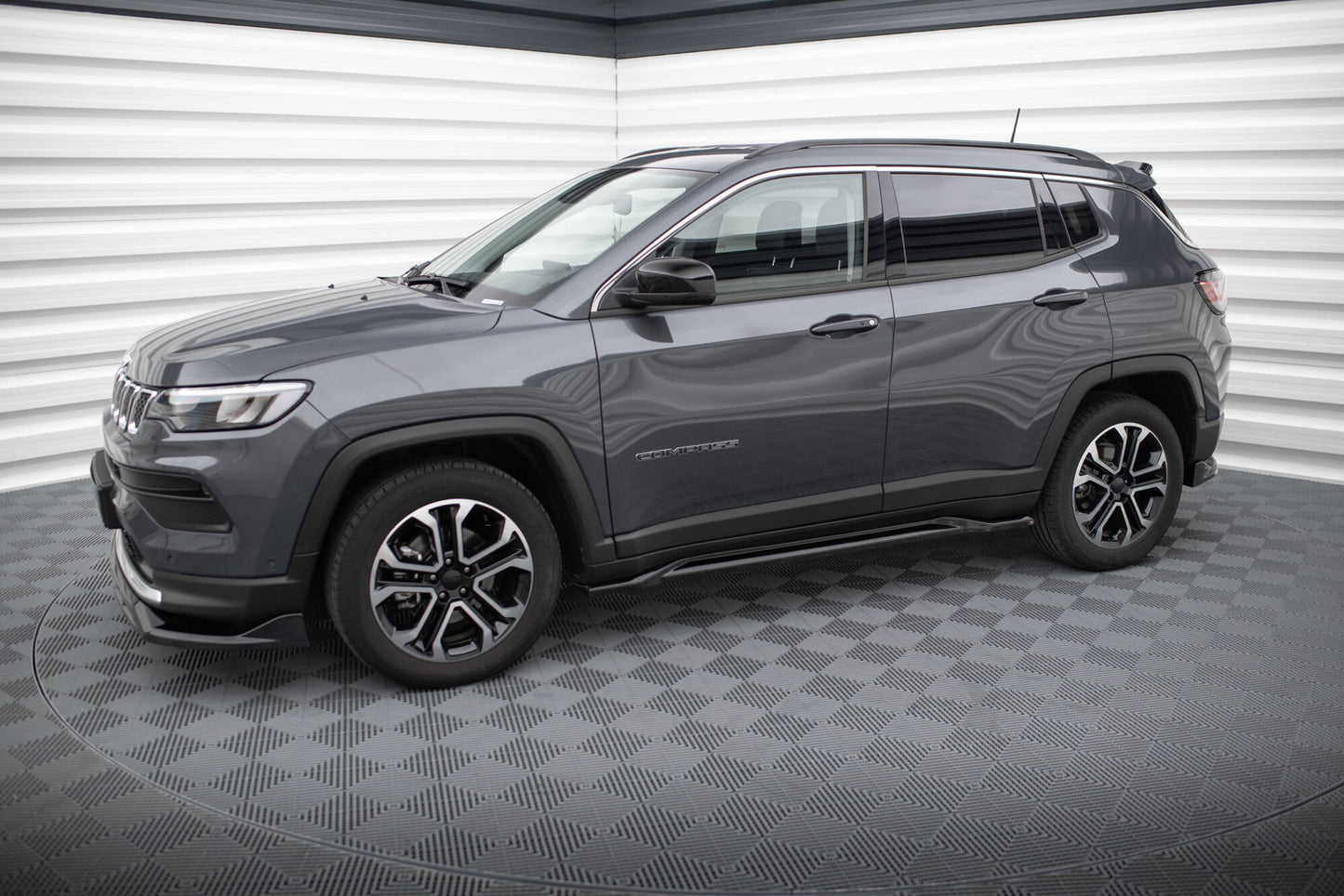 Maxton Seitenschweller Ansatz für Jeep Compass Limited Mk2 Facelift schwarz Hochglanz