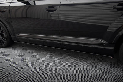 Maxton Seitenschweller Ansatz für V.2 für Audi SQ7 / Q7 S-Line Mk2 schwarz Hochglanz