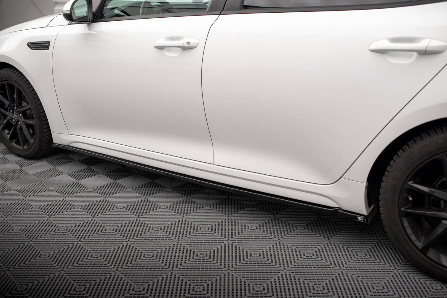 Maxton Seitenschweller Ansatz für Kia Optima Mk4 Facelift schwarz Hochglanz