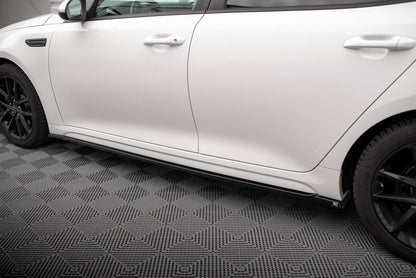 Maxton Seitenschweller Ansatz für Kia Optima Mk4 Facelift schwarz Hochglanz