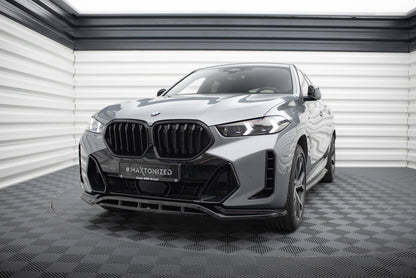 Maxton Front Ansatz V.1 für BMW X6 M-Paket G06 Facelift schwarz Hochglanz