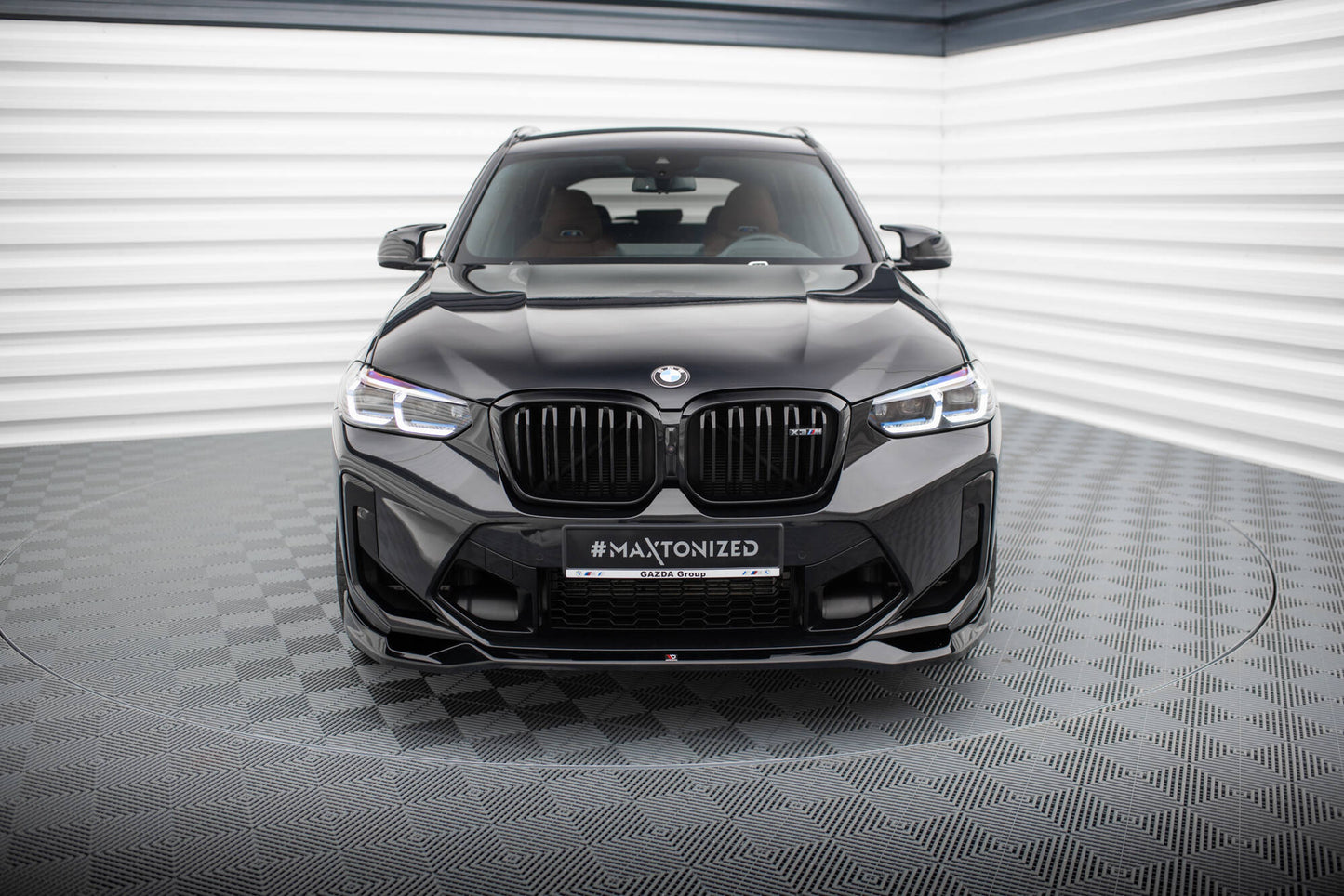 Maxton Front Ansatz V.2 für BMW X3 M F97 Facelift schwarz Hochglanz
