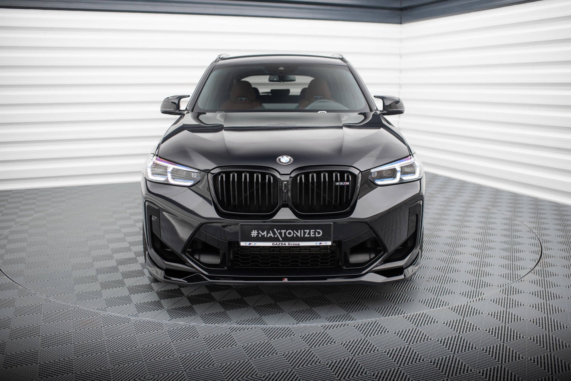 Maxton Front Ansatz V.2 für BMW X3 M F97 Facelift schwarz Hochglanz