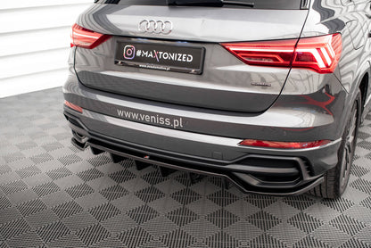 Maxton Mittlerer Diffusor Heck Ansatz DTM Look für Audi Q3 S-Line F3 schwarz matt