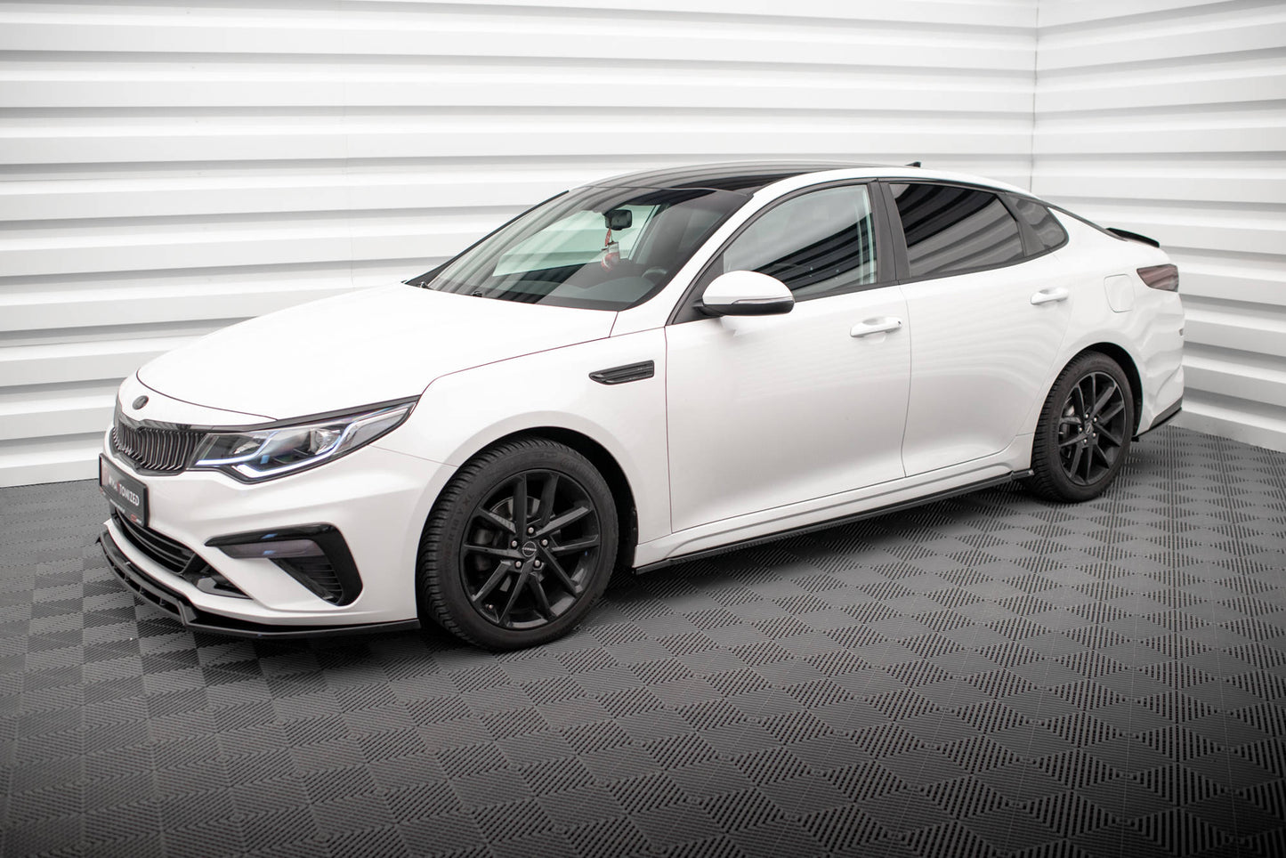 Maxton Seitenschweller Ansatz für Kia Optima Mk4 Facelift schwarz Hochglanz