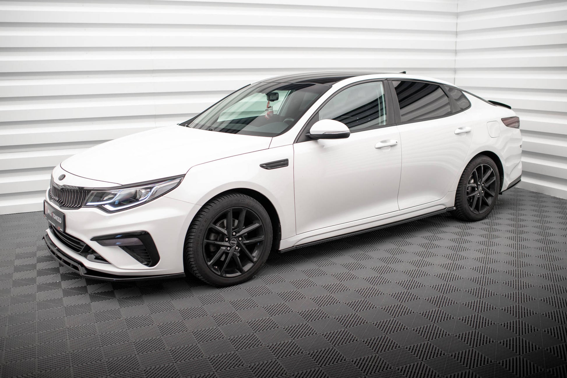 Maxton Seitenschweller Ansatz für Kia Optima Mk4 Facelift schwarz Hochglanz
