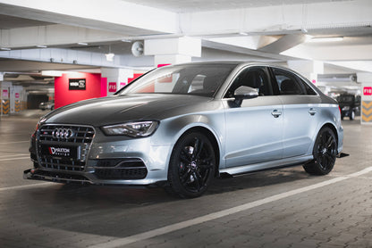 Maxton Street Pro Front Ansatz für +Flaps für + Flaps Audi S3 / A3 S-Line Limousine 8V schwarz Hochglanz