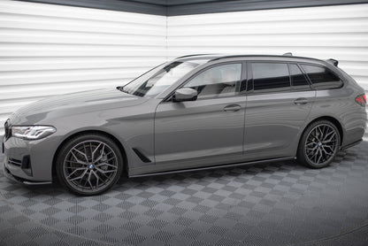 Maxton Seitenschweller Ansatz für BMW 5er G30 / G31 Facelift schwarz Hochglanz