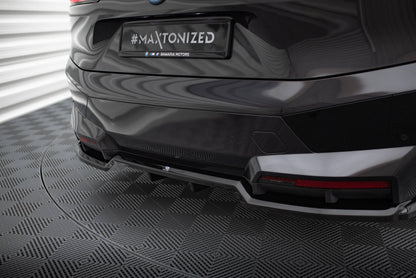 Maxton Mittlerer Diffusor Heck Ansatz DTM Look für BMW iX M-Paket i20 schwarz Hochglanz