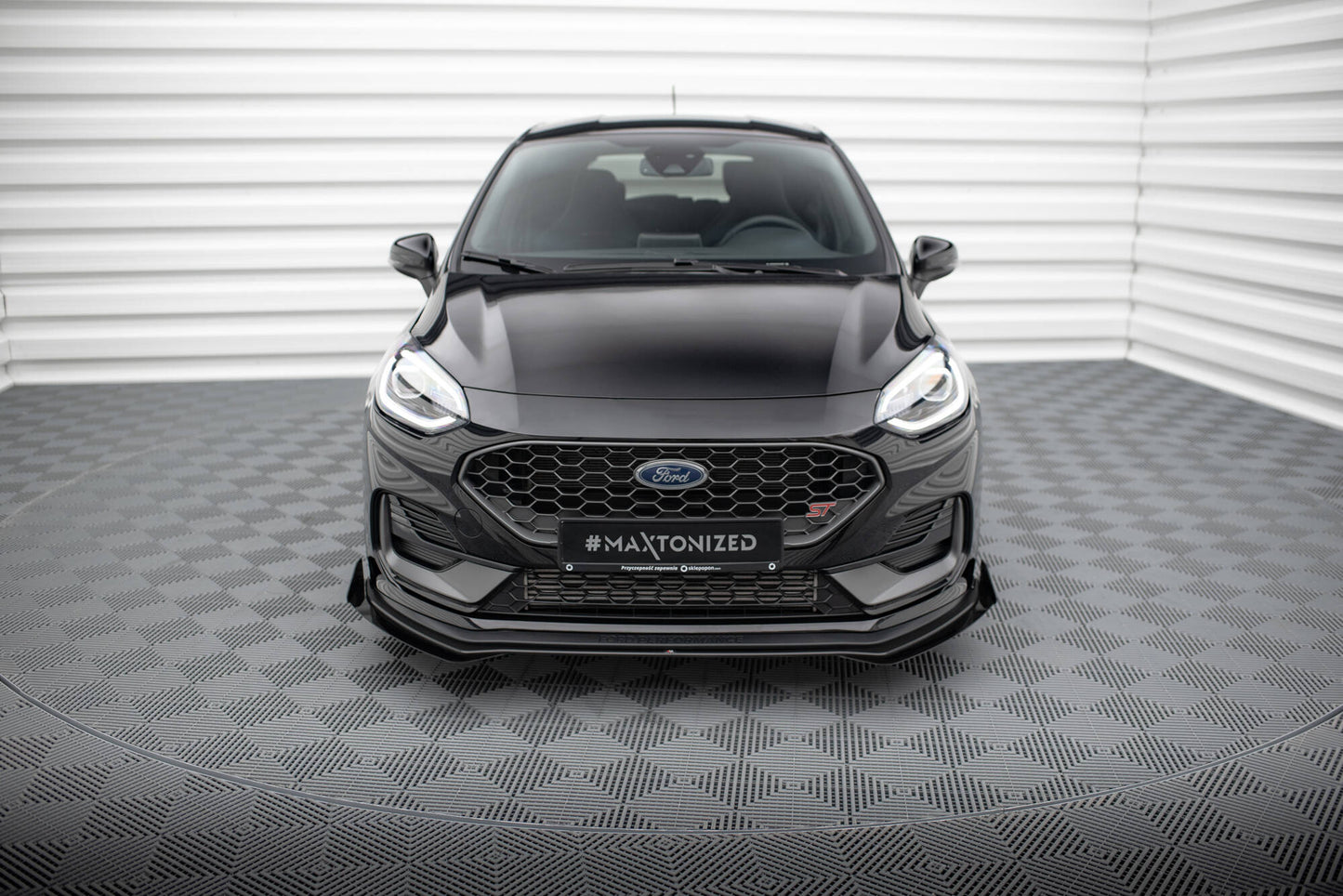 Maxton Street Pro Front Ansatz für +Flaps für + Flaps Ford Fiesta ST Mk8 Facelift schwarz Hochglanz