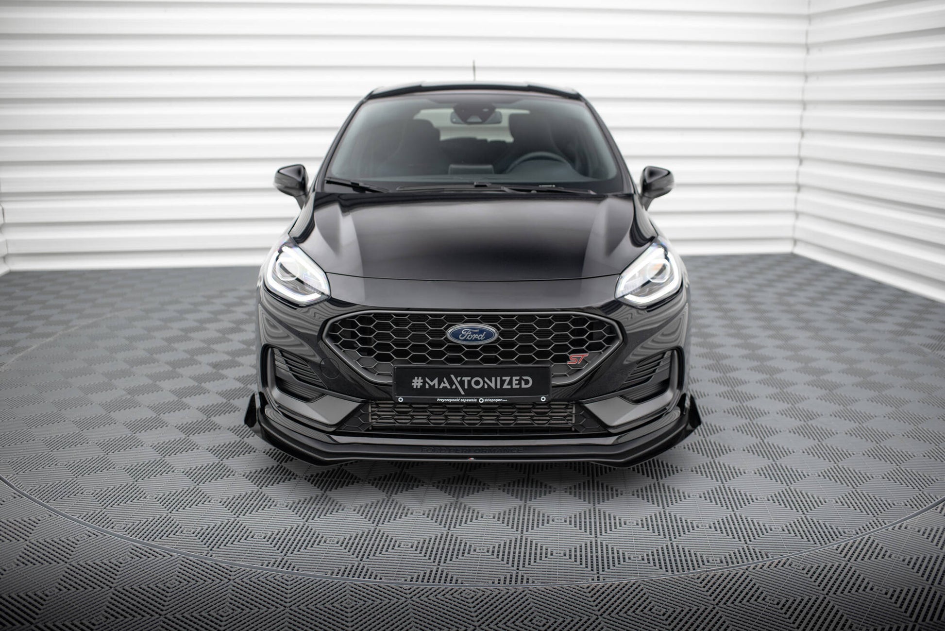 Maxton Street Pro Front Ansatz für +Flaps für + Flaps Ford Fiesta ST Mk8 Facelift schwarz Hochglanz