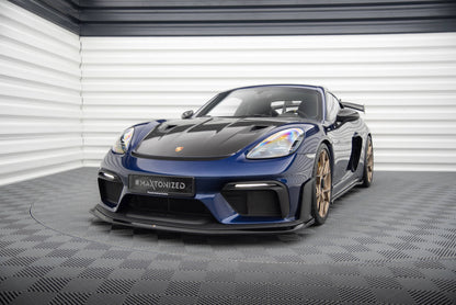 Maxton Front Ansatz für Porsche 718 Cayman GT4 RS 982c schwarz Hochglanz