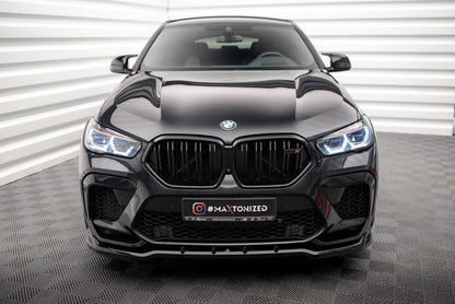 Maxton Front Ansatz V.1 für BMW X6 M F96 schwarz Hochglanz