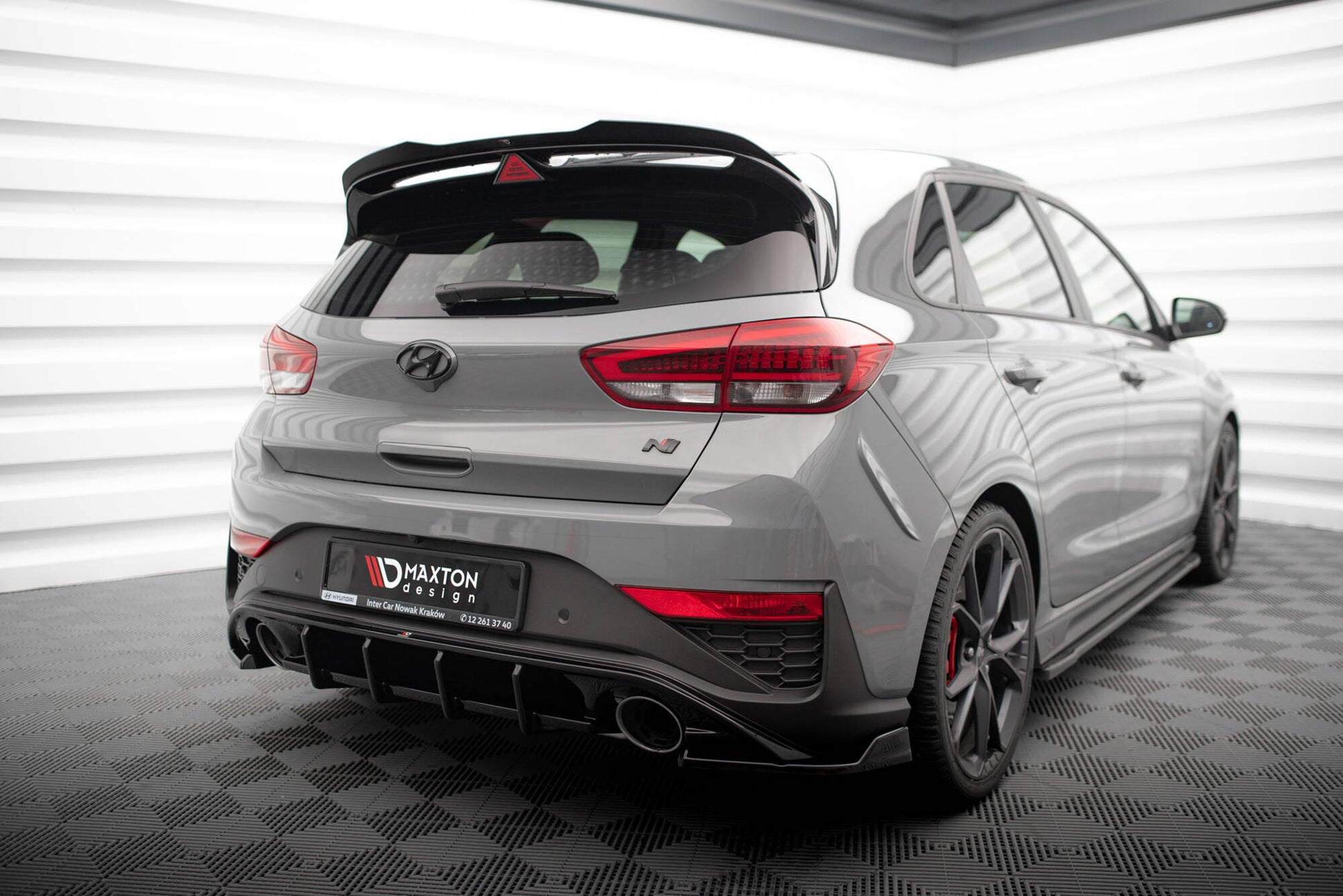 Maxton Heck Ansatz Flaps Diffusor V.6 für Hyundai I30 N Hatchback Mk3 Facelift schwarz Hochglanz
