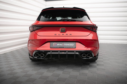 Maxton Heck Ansatz Flaps Diffusor V.2 für Cupra Leon Hatchback Mk1 schwarz Hochglanz