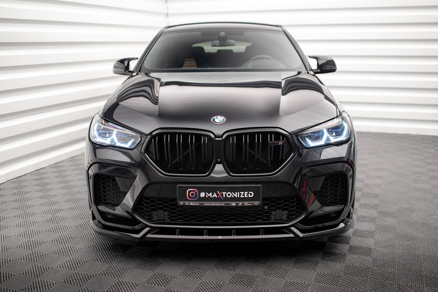 Maxton Front Ansatz V.2 für BMW X6 M F96 schwarz Hochglanz