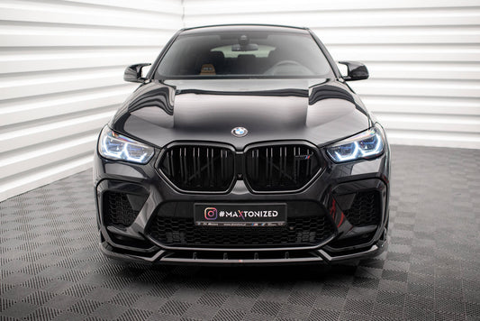 Maxton Front Ansatz V.2 für BMW X6 M F96 schwarz Hochglanz