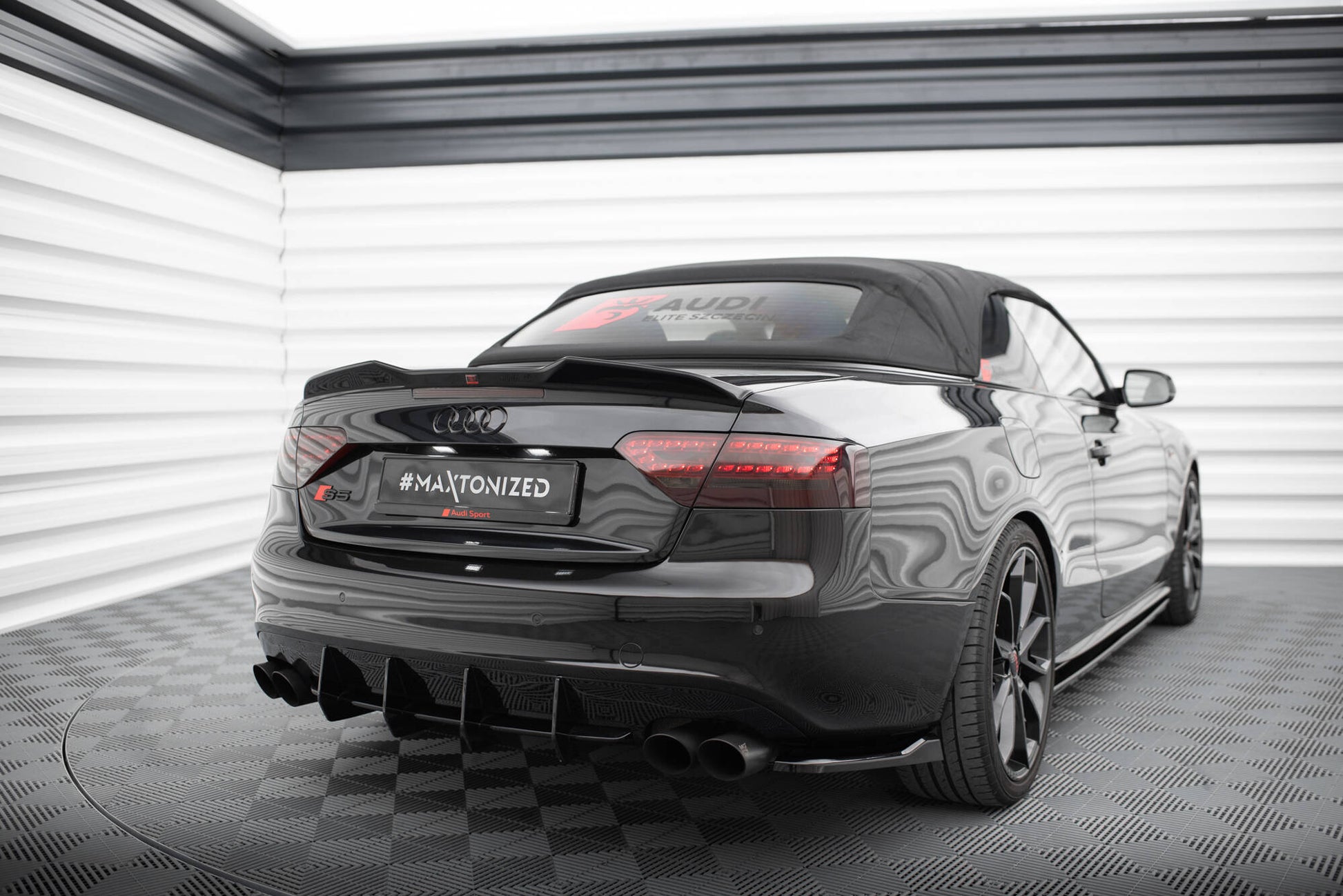 Maxton Spoiler CAP für 3D Audi S5 / A5 S-Line Cabrio 8T schwarz Hochglanz