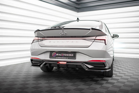 Maxton Mittlerer Diffusor Heck Ansatz DTM Look für Hyundai Elantra Mk7 schwarz Hochglanz