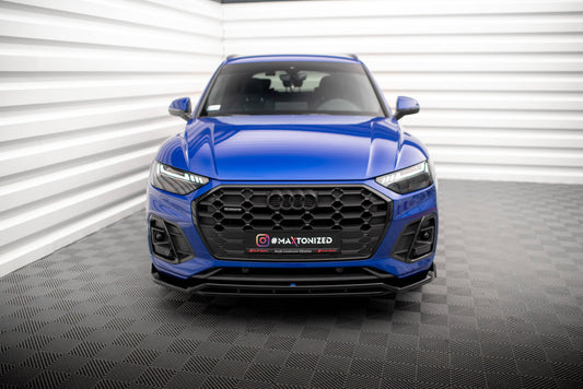 Maxton Front Ansatz V.1 für Audi SQ5 / Q5 S-Line SUV / Sportback Mk2 Facelift schwarz Hochglanz
