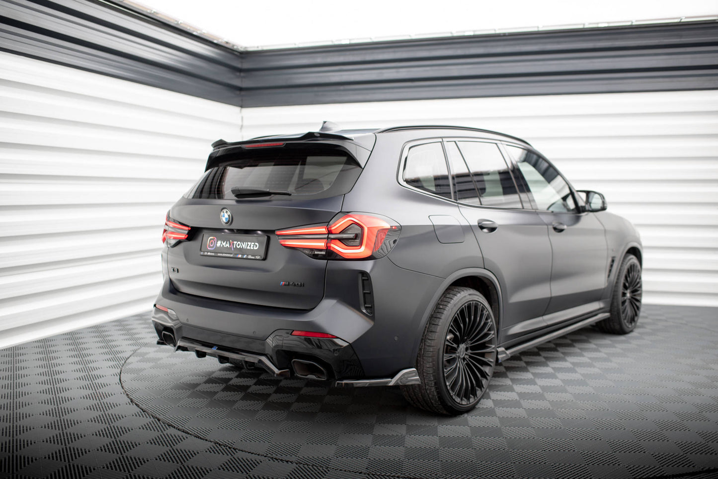 Maxton Heck Ansatz Flaps Diffusor für BMW X3 M-Paket G01 Facelift schwarz Hochglanz