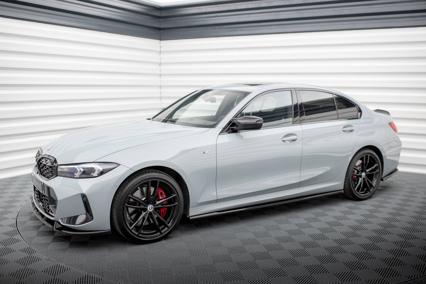 Maxton Seitenschweller Ansatz für BMW 3er M340i / M-Paket G20 / G21 Facelift schwarz Hochglanz