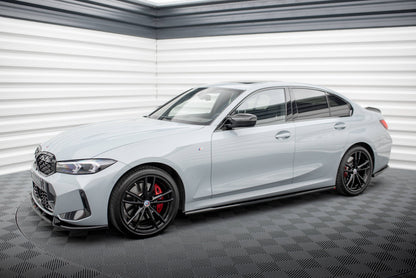 Maxton Seitenschweller Ansatz für BMW 3er M340i / M-Paket G20 / G21 Facelift schwarz Hochglanz