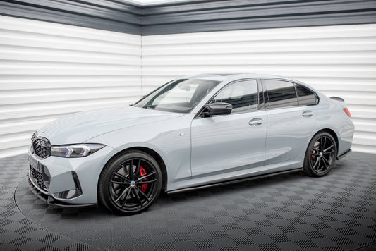 Maxton Seitenschweller Ansatz für BMW 3er M340i / M-Paket G20 / G21 Facelift schwarz Hochglanz