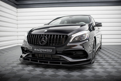 Maxton Front Flaps Mercedes-Benz A AMG-Line W176 Facelift schwarz Hochglanz