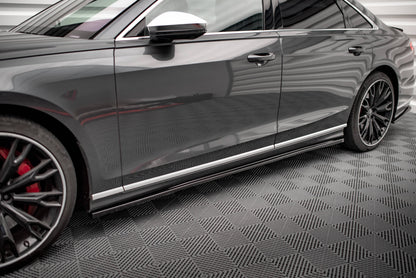 Maxton Seitenschweller Ansatz für Audi S8 / A8 S-Line D5 schwarz Hochglanz