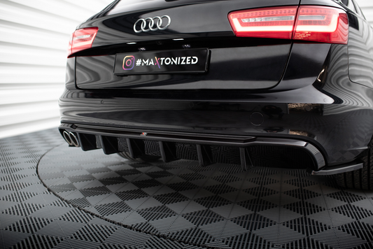 Maxton Diffusor Heck Ansatz für Audi A6 Avant C7 (Einseitige Doppelauspuffversion)