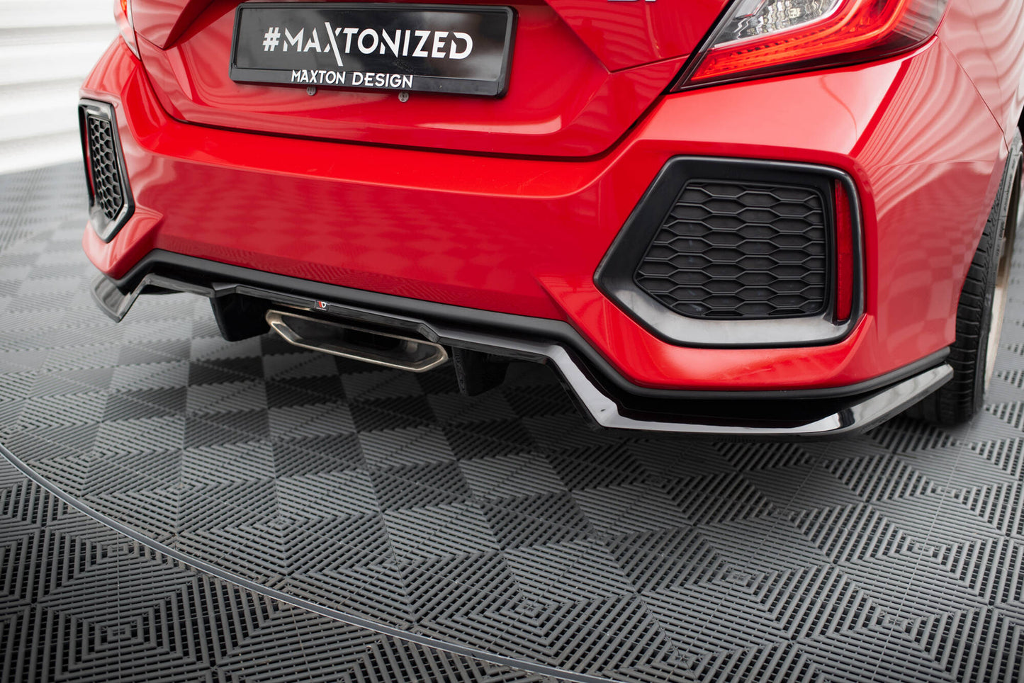 Maxton Mittlerer Diffusor Heck Ansatz DTM Look für Honda Civic SI Mk10 schwarz Hochglanz