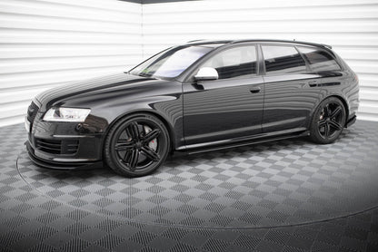 Maxton Street Pro Seitenschweller Ansatz für + Flaps Audi RS6 Avant C6 schwarz Hochglanz