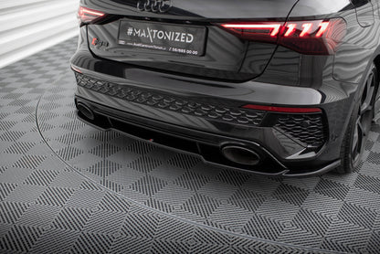 Maxton Zentrale Hinten Splitte Audi RS3 Sportback 8Y schwarz Hochglanz